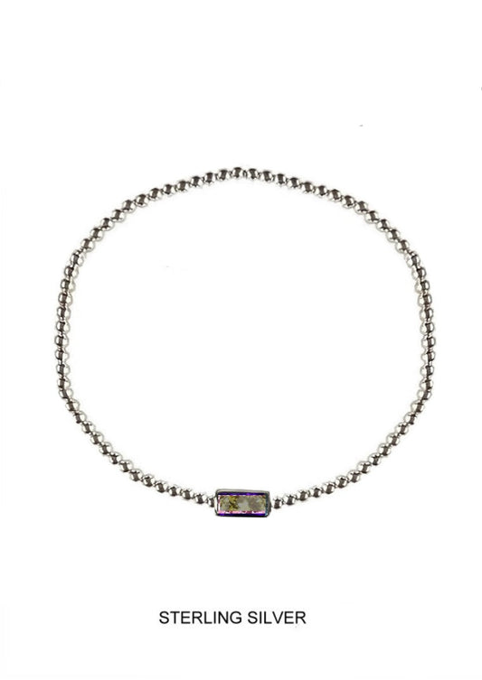 Sol | Joy - Warmth - Abundance | Silver Citrine Stretch Bead Bracelet