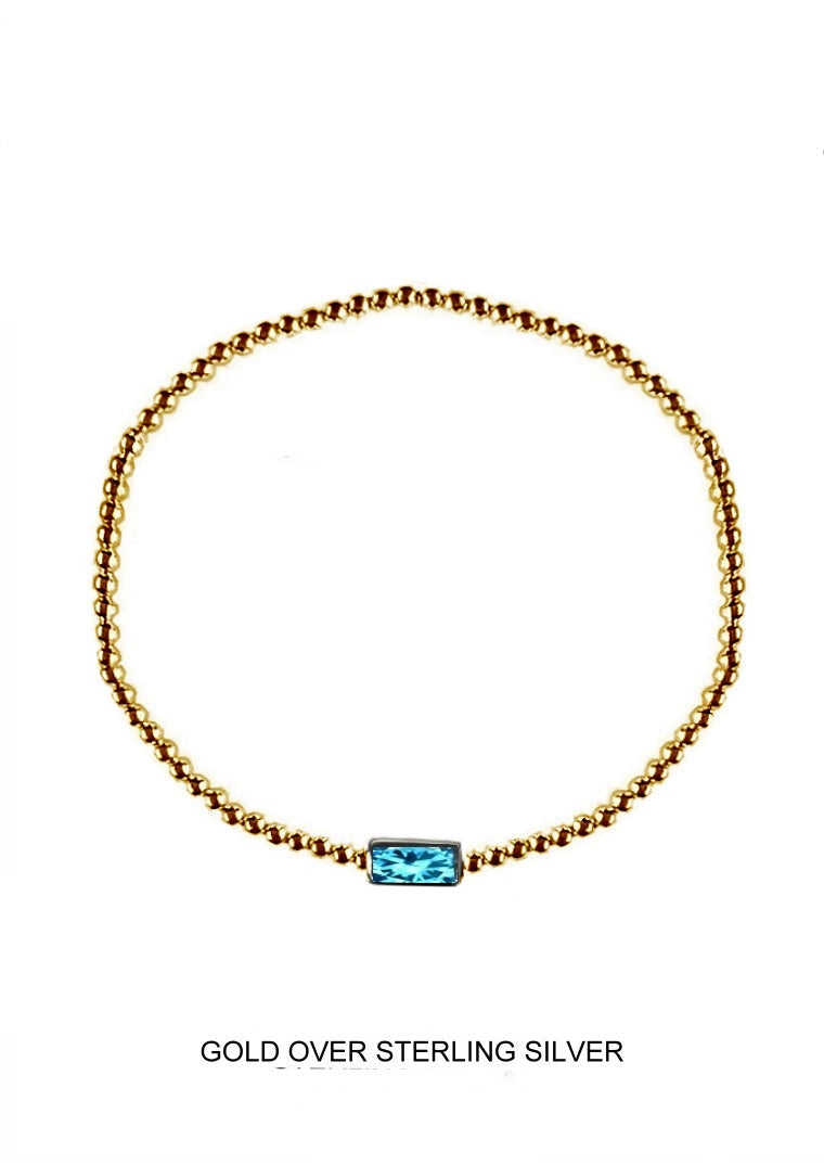Seabreeze | Tranquility - Clarity - Courage | Gold Aqua Stretch Bead Bracelet