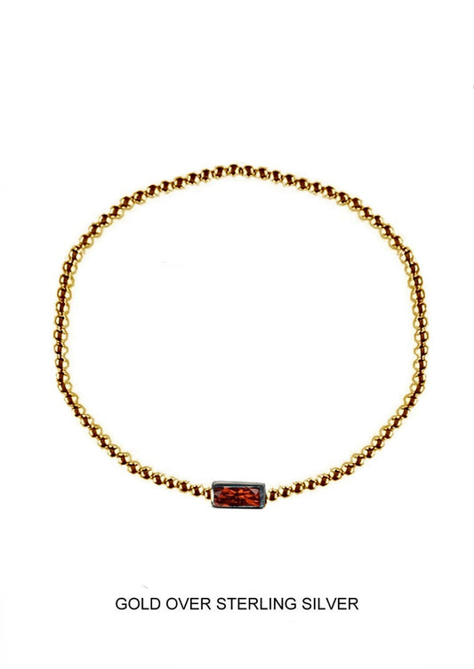 Crimson | Vitality - Passion - Courage | Gold Ruby Stretch Bead Bracelet