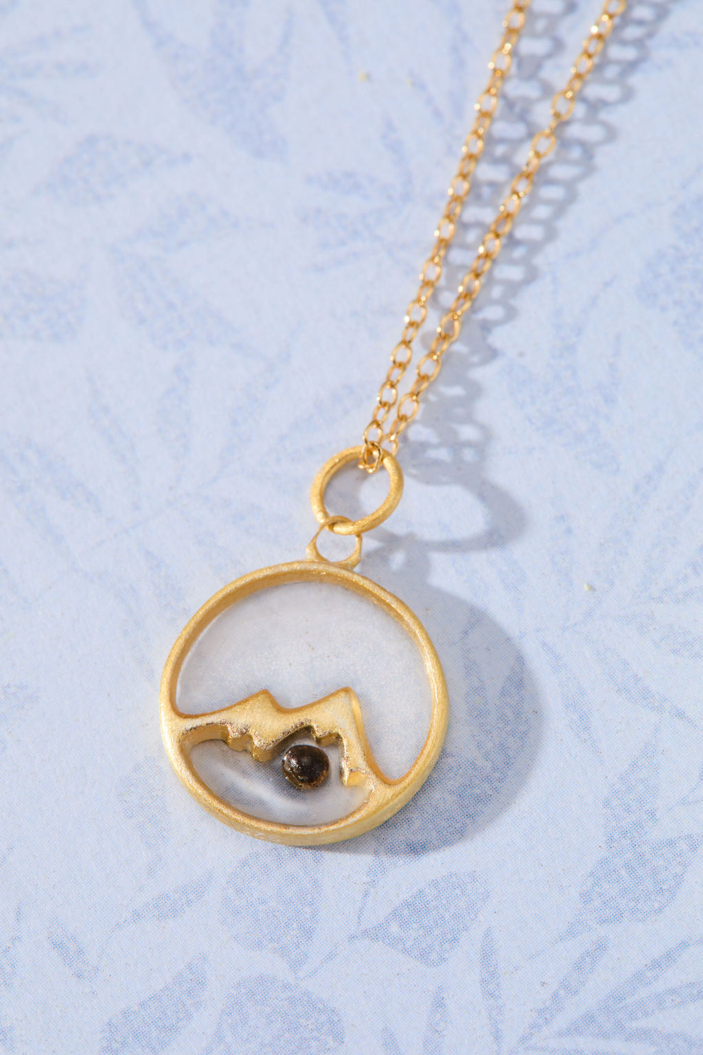 Mustard Seed Pendant Necklace in 14K gold over sterling silver by Skōsh Jewelry