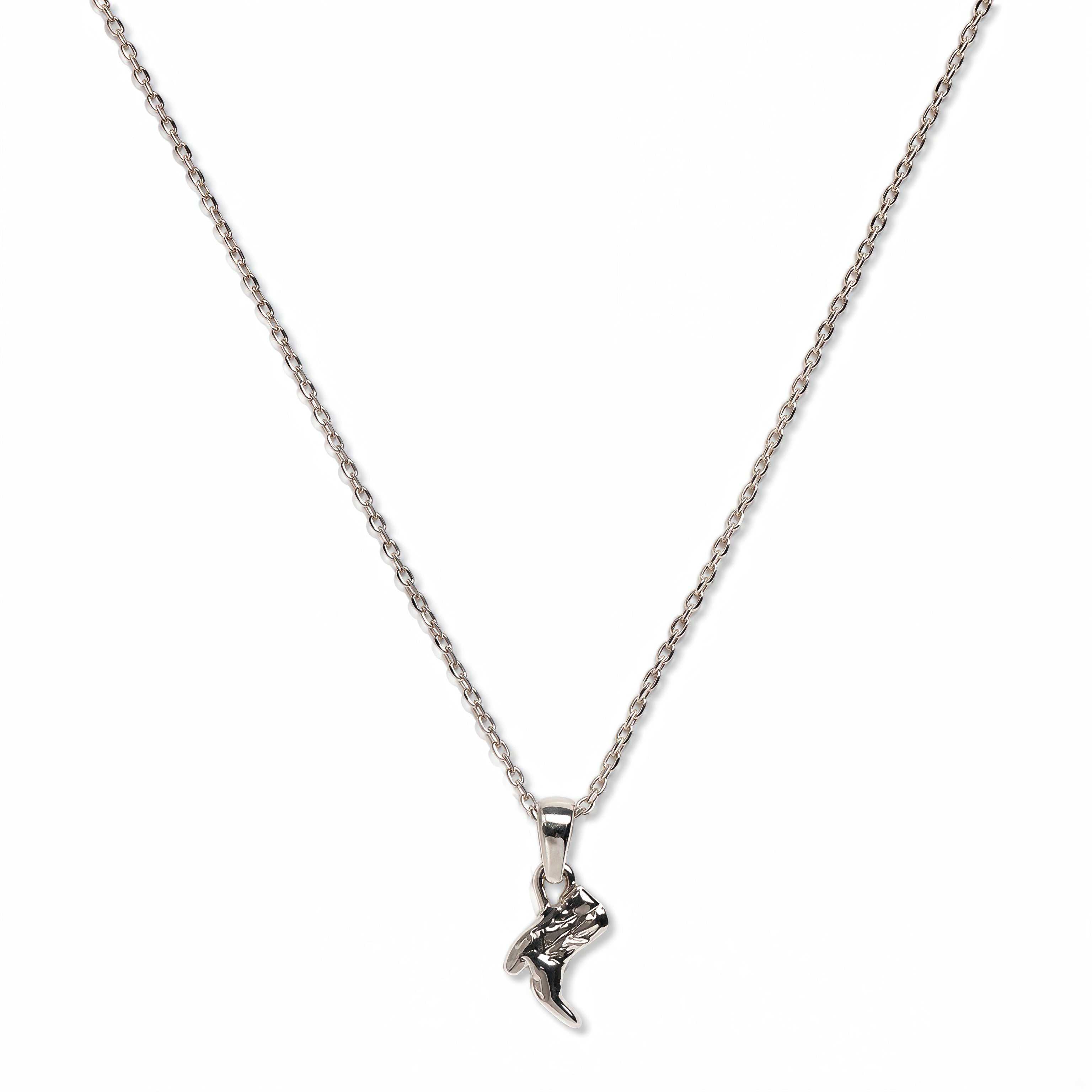 A Cowgirl Boot Pendant Necklace by Skōsh Jewelry, featuring a detailed cowgirl boot pendant on a fine sterling silver chain, displayed against a white background.