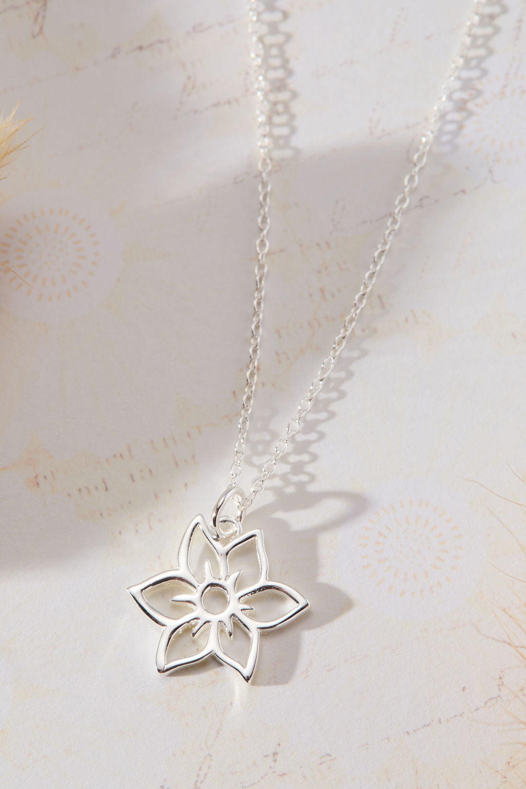 Daffodil March Flower Pendant Necklace in sterling silver by Skōsh Jewelry
