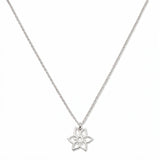 A Daffodil March Flower Pendant Necklace by Skōsh Jewelry, featuring an open cutout daffodil flower pendant on a fine sterling silver chain, displayed against a white background.