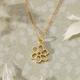 Carnation January Flower Pendant Necklace in 14K gold over sterling silver by Skōsh Jewelry