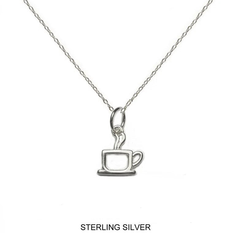 Coffee Cup Necklace in Sterling Silver
