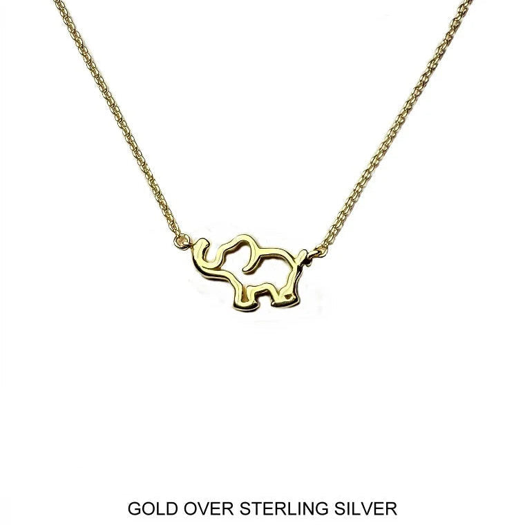 Elephant Necklace in Gold Over Sterling Silver