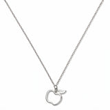 A Cut Out Apple Pendant Necklace by Skōsh Jewelry, featuring an open cutout outline of an apple on a fine sterling silver chain, displayed against a white background.