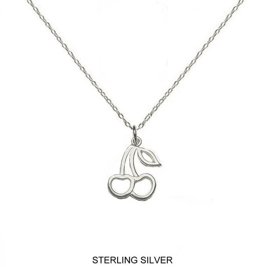 Cherry Cut Out  Necklace In Sterling Silver