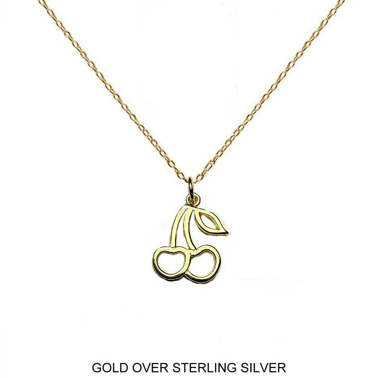 Cherry Cut Out Necklace in Gold Over Sterling Silver