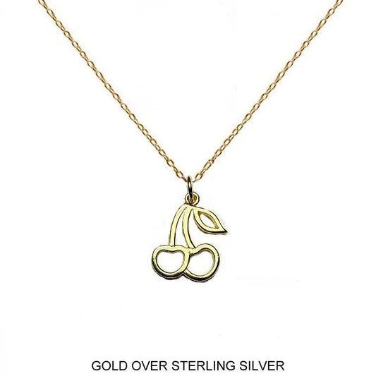Cherry Cut Out Necklace in Gold Over Sterling Silver