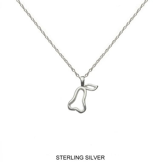 Pear Cut Out Necklace in  Sterling Silver
