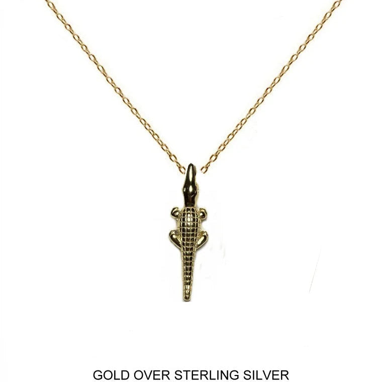 “After While Crocodile” Necklace in Gold Over Sterling