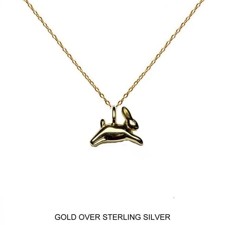 “Wild & Wise” Rabbit Necklace in Gold Over Sterling Silver