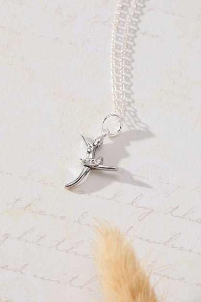 Twirl - Silver Ballerina Kids Necklace