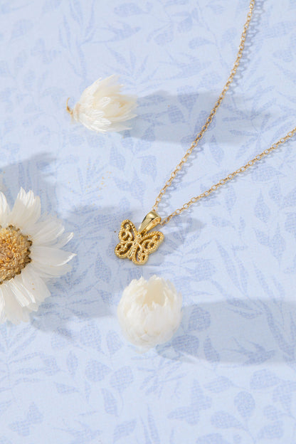 Filigree Butterfly Pendant - Gold
