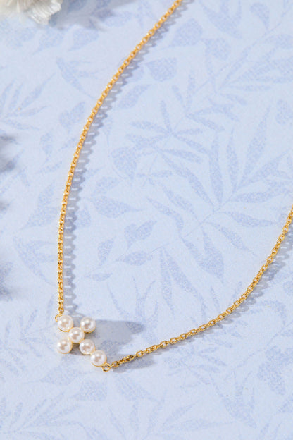 Eternity Pearl Cross - Gold