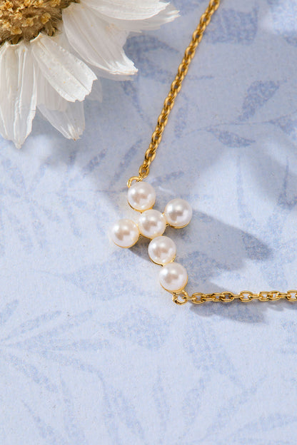 Eternity Pearl Cross - Gold