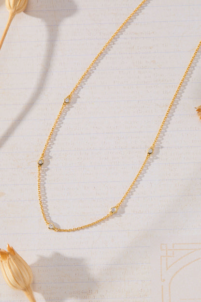 Sanctuary - Gold, Five CZ Bezel Necklace