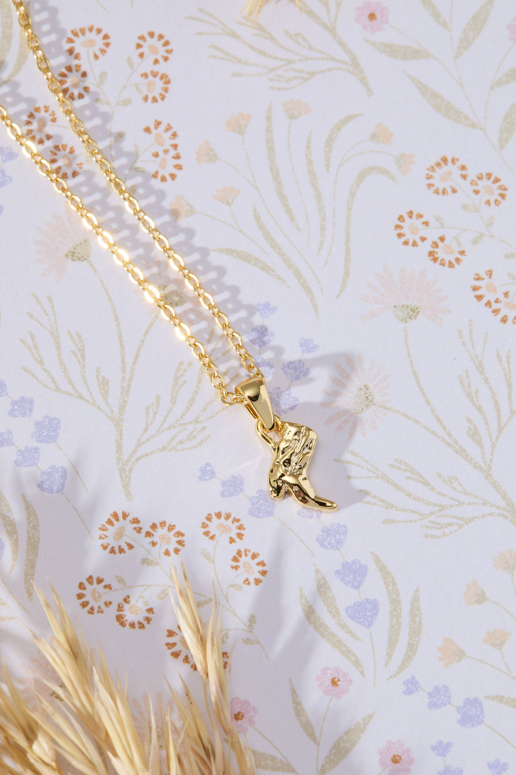 Cowgirl Boot Pendant - Gold